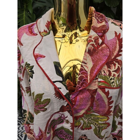 Anthropologie Raphael Balme Flannel Pajama Top Womens Floral Paisley Sleep Small - Picture 2 of 7